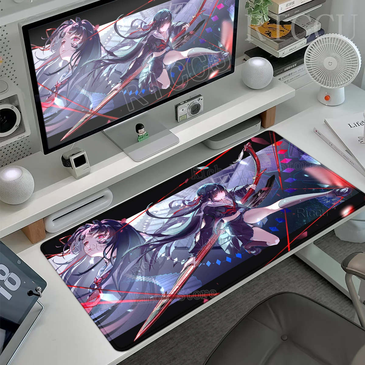 Anime Girl Chisa Mouse Pads Game Wuthering Waves Pattern Carpet PC Gaming Accessories PC Nonslip Desk Mat Extended Rubber Carpet