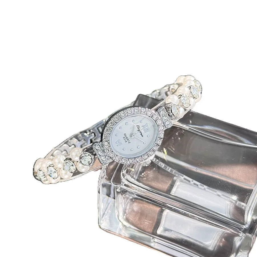Nieuwe Hot Parel Armband Horloge Luxe Diamant Ingelegde Vrouwen Quartz Horloge Ovale Wijzerplaat Dames Horloges Dropshipping klok
