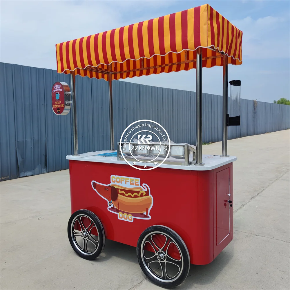 

Premium Event Food Cart Outdoor Mobile Corn Snack Kiosk Hand Push Ice Cream Display Cart For Retail Display
