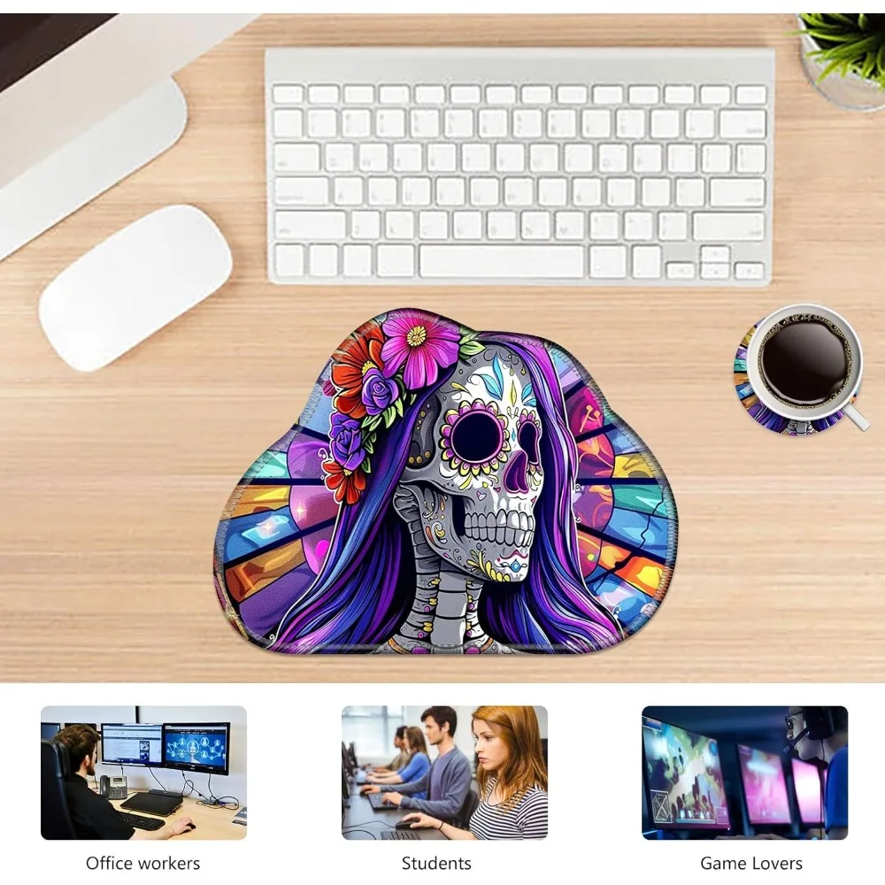 Large Black Rubber Base Mouse Pad with Stitched Edges, 11.8x9.4 inches, Suitable for Mouse Pads and Laptops, Including Coasters