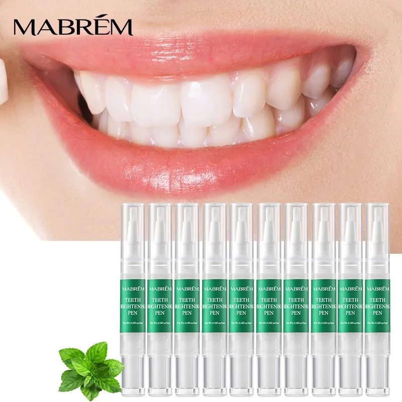 10PCS MABREM Teeth Whitening Pen White Teeth Cleaning Serum Oral Hygiene Essence Remove Plaque Stains Dental Bleaching Cleaning