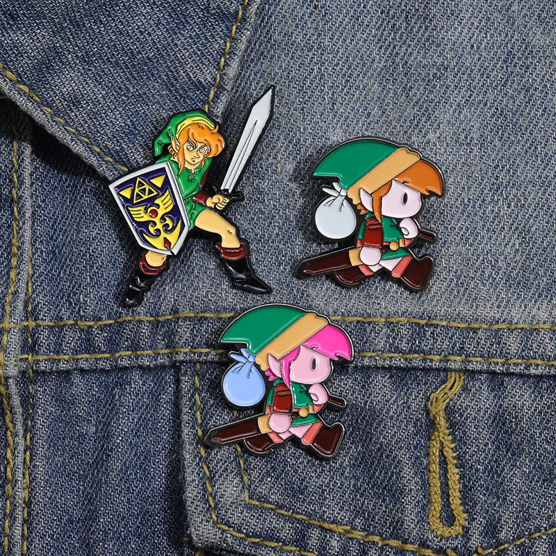 Cartoon cartoon game character peripheral badge Shield soldier shape metal brooch Accessory pins wholesale Gift to friends