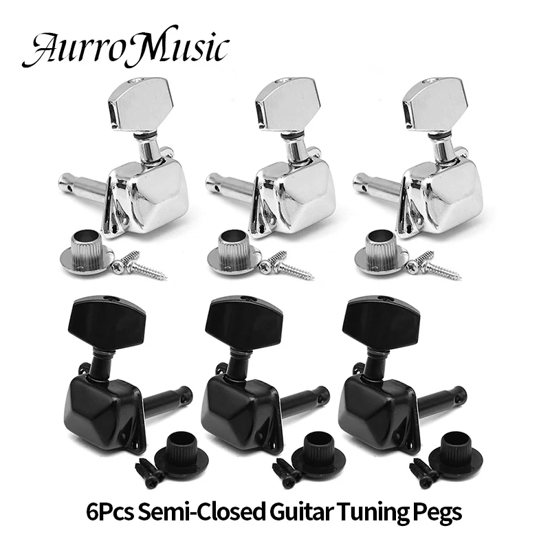 

6Pcs 3R3L Semi-closed Acoustic Guitar Tuning Pegs Machine Heads Tuners Set Metal Buttons