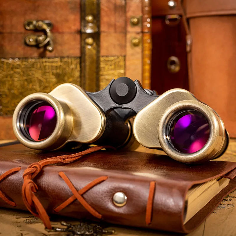 8X30 HD High Power Metal Binoculars, Rangefinder Reticle Low Light Night Vision Telescopes for Cross-border Outdoor Use