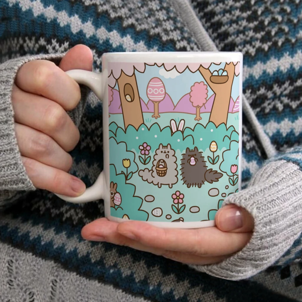 Kawaii-Chubby-Cat-11oz Afternoon Tea Mug Multifunctional Ceramic Coffee Mug Porcelain Coffee Cup Drinking Cup For Home Office