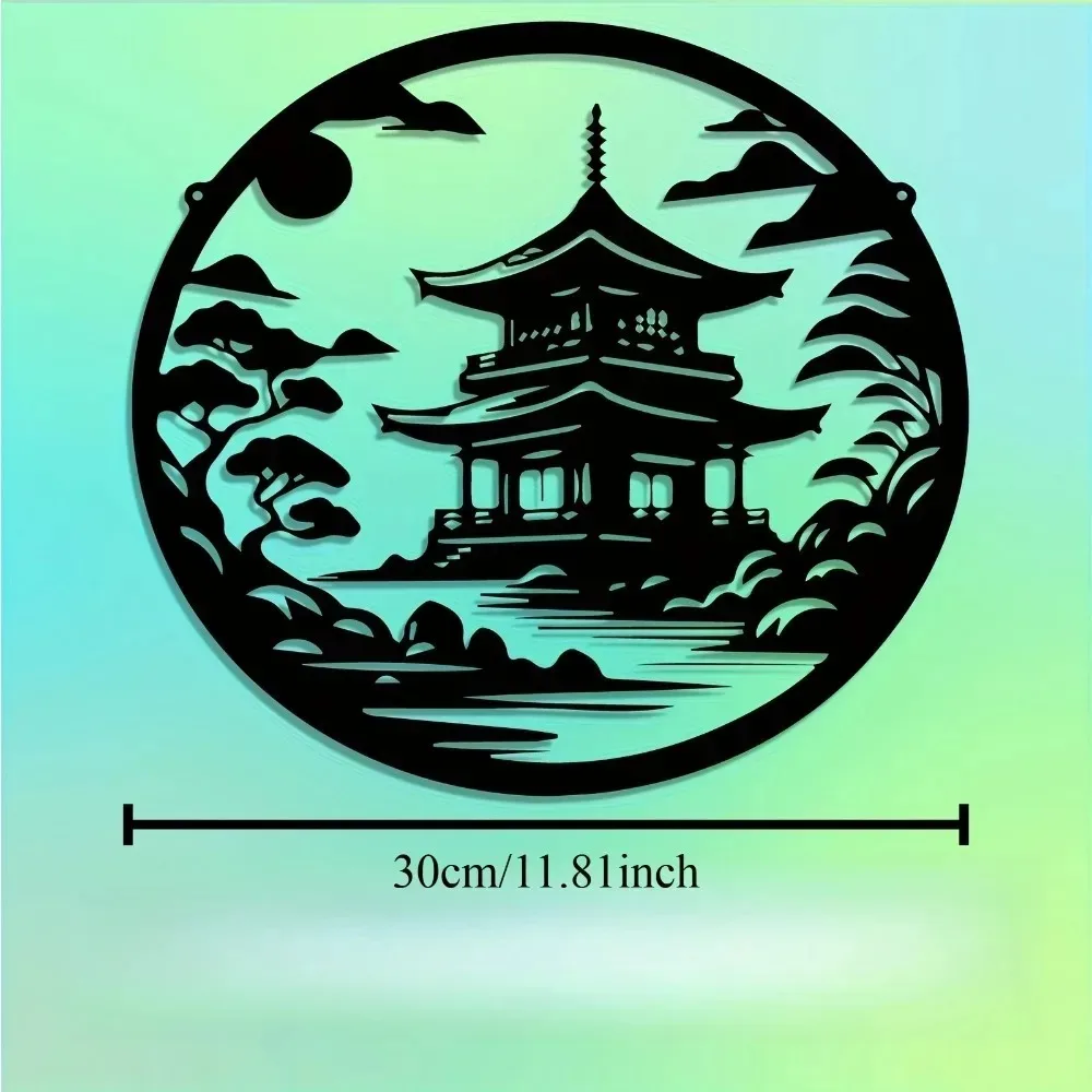 Aluminum Pagoda Wall Art XL - Weatherproof Japanese Garden Sculpture, Outdoor Metal Decor