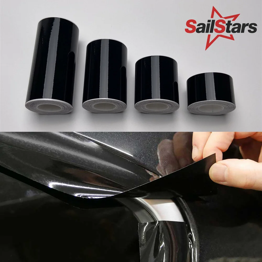 3/5/7/10cm Black Glossy Vinyl Stripe Black Film Car Decal For Vehicle Interior Hood Roof Door Self Adhesive