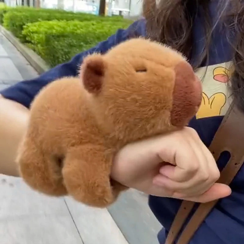 Cute Capybara Slap Clap Wristband Toy Cartoon Plush Animal Doll Clap Ring Bracelet Plush Hand Ring For Children Birthday Gifts