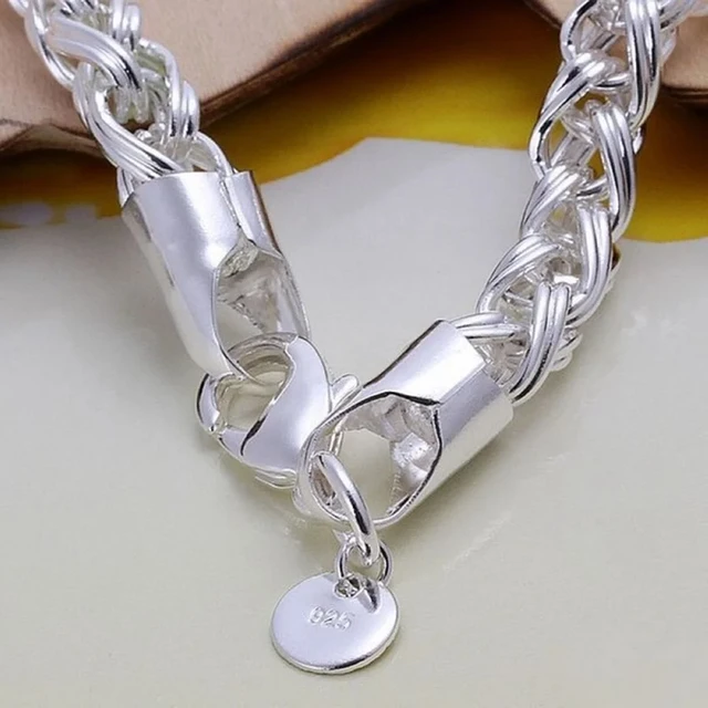 Wholesale 925 Sterling Silver Bracelets Jewelry chain women lady men 6mm 4MM high quality valentine gift beautiful factory price AliExpress 36