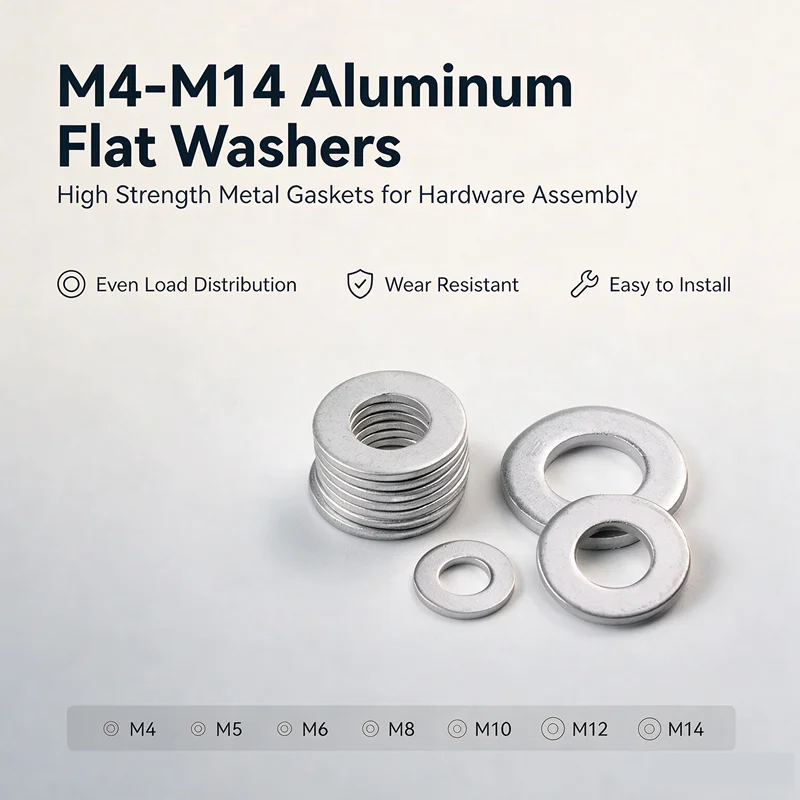 Aluminum Alloy Flat Washer M4 M5 M6 M8 M10 M12 M14 Plain Flat Gasket Spacer Washer Fastener Seal Washers For Bolt Screw