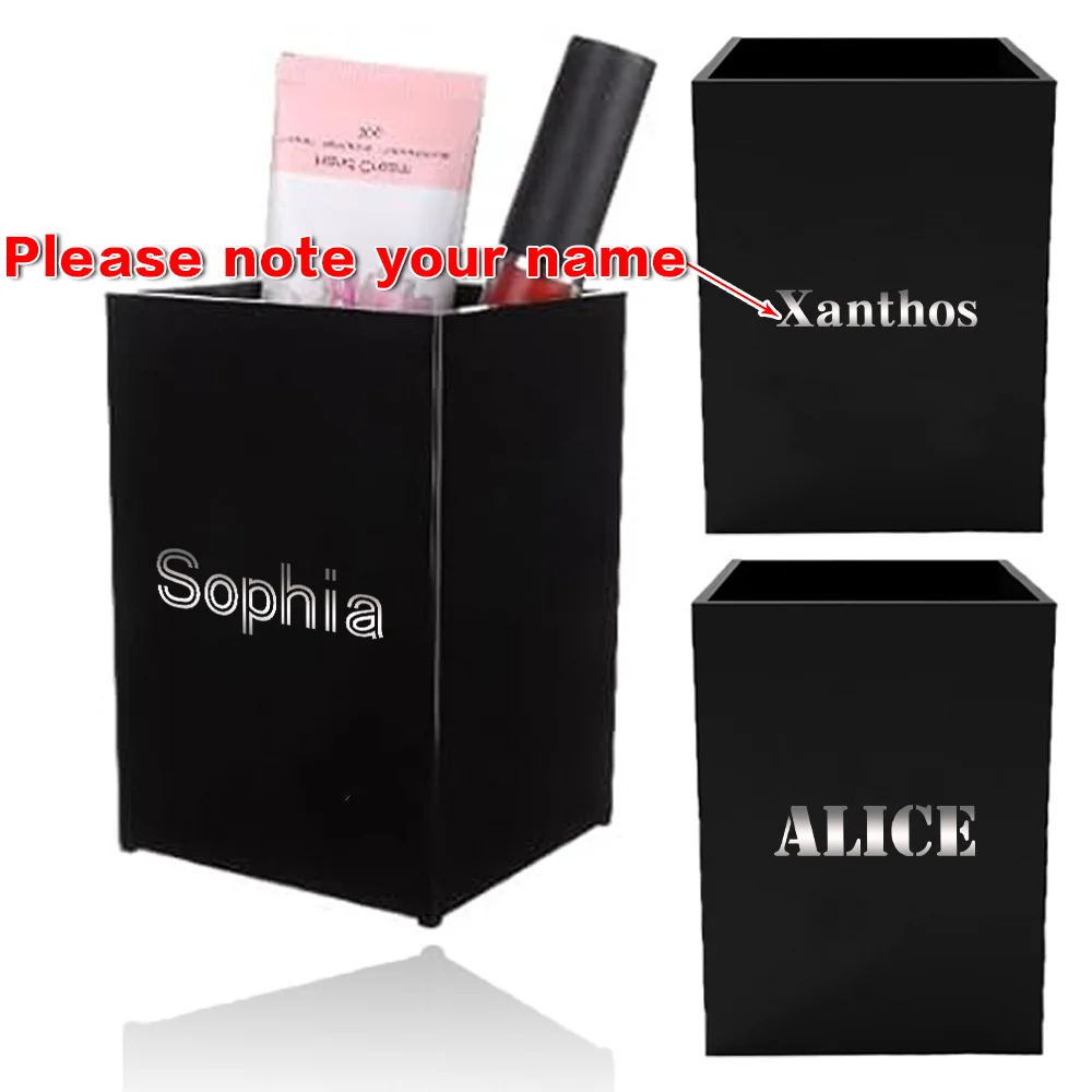 

Customized Name Stationery Holder Minimalist Practical Acrylic Pen Holder Pencil Cup Desk Organizer Storage Office Study Decor