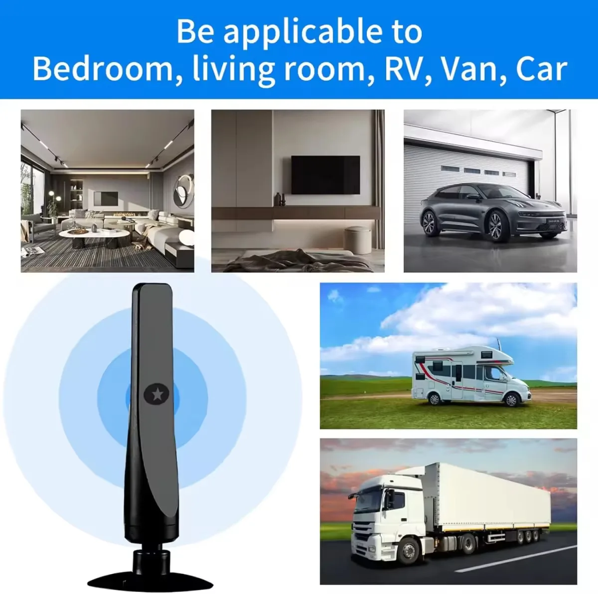 4K Amplified TV Antenna, Digital TV Signal Amplifier Set, Local Channels, Long Range Reception, TV Viewing Antenna for Host