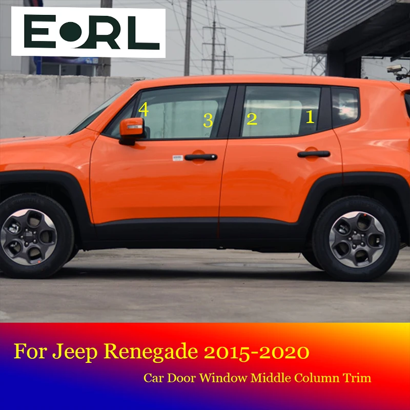 

For Jeep Renegade 2015-2020 Car B C Pillar Middle Central Column PC Window Trim Decoration Strip Protection Sticker 8 PCS