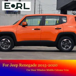 For Jeep Renegade 2015-2020 Car B C Pillar Middle Central Column PC Window Trim Decoration Strip Protection Sticker 8 PCS