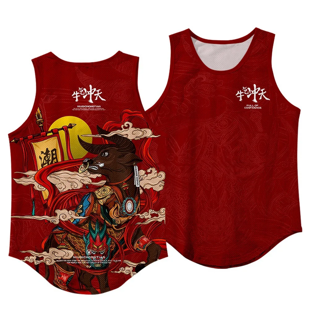Bebovizi Hip Hop Men Tank Tops Fashion Sleeveless Shirt Japanese Style Print Sportswear Vest Casual Singlet Plus Size Mesh Tops