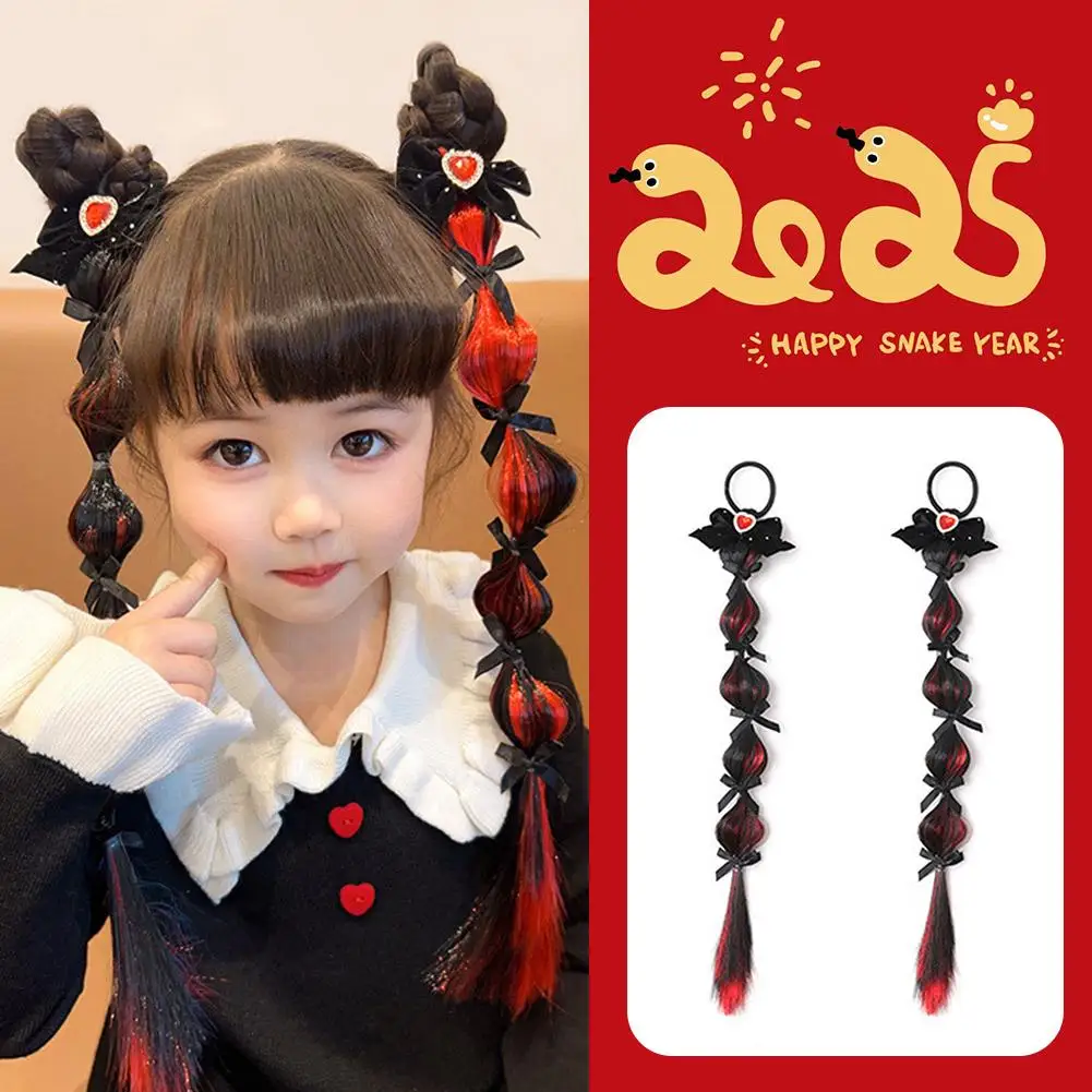 2 pièces/ensemble enfants mignon noeud chinois perruque pendentif ornement pinces à cheveux filles belles Barrettes douces épingles à cheveux enfants cheveux accessoires