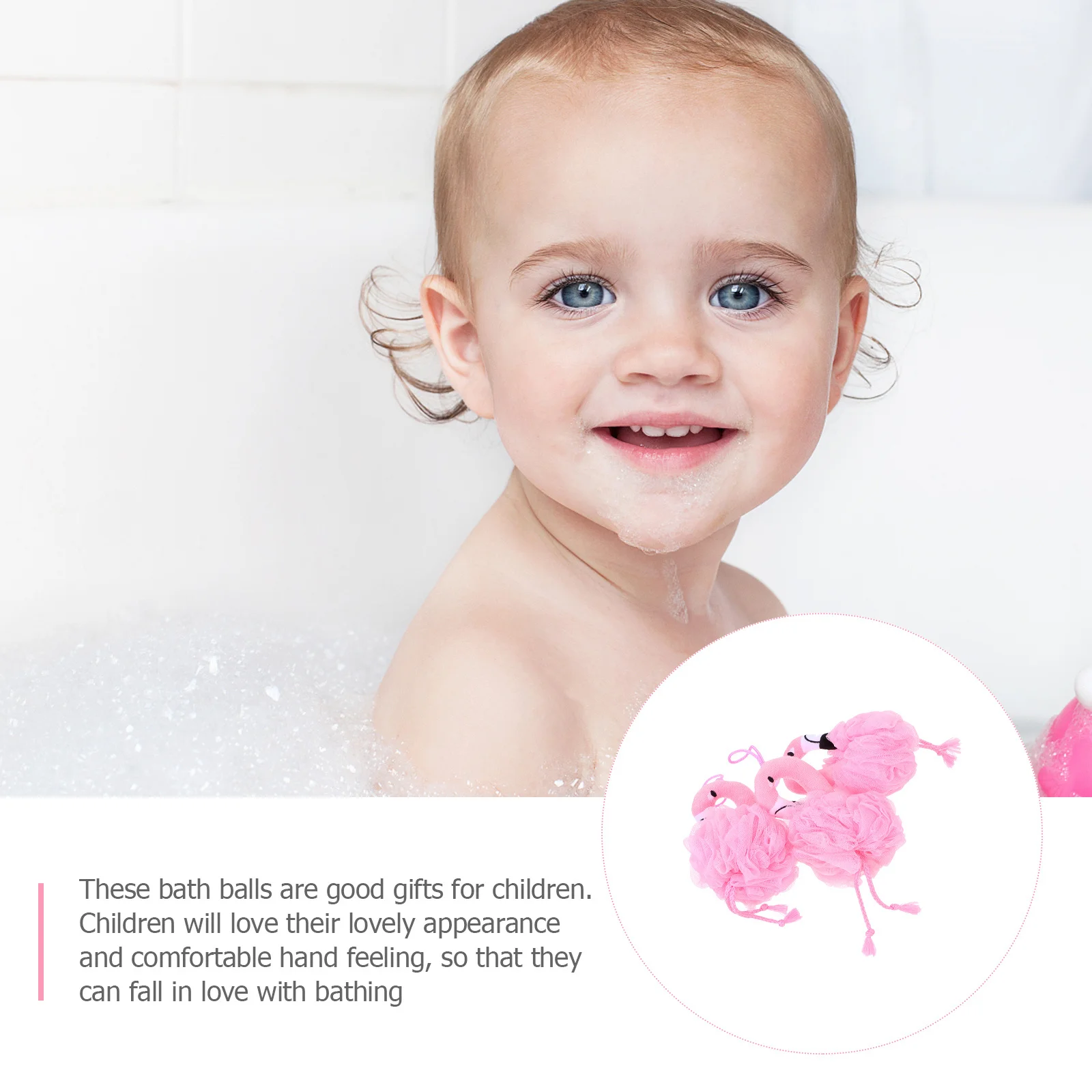 

3Pcs Flamingo Bath Balls Cartoon Kids Shower Sponge Gentle Massage Soft Skin Ball Home Shower Tool