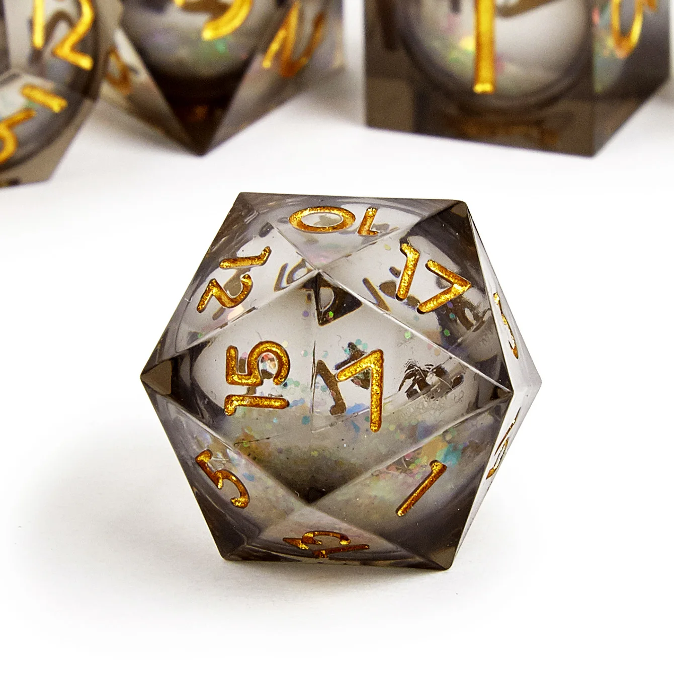 D&D Dice Set - 7-Piece Sharp Edge Resin Dice with Sand Core, Unique Polyhedral Dice for Dungeons & Dragons, RPG and Tabletop Gam