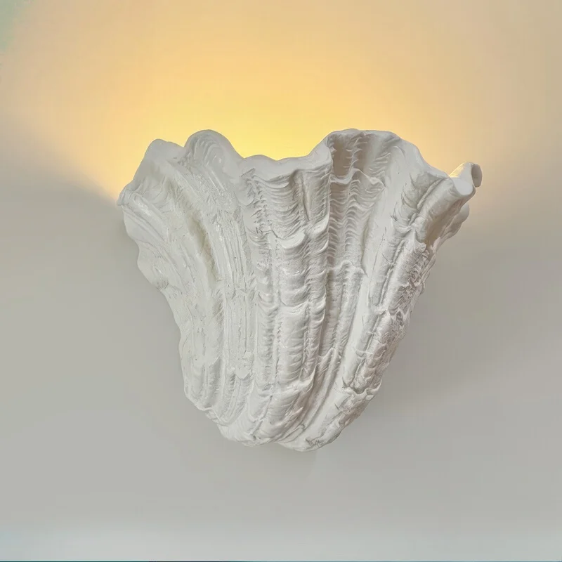 Shell Gypsum Wall Lamp French Design Baroque Art Decorative Wall Mounted Bedroom Bedside Staircase Corridor Background Wall Lamp
