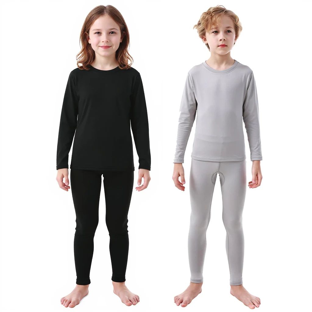 1 Juego de ropa interior térmica para niños, ropa interior térmica de manga larga para hombre, camiseta de moda con cuello redondo, Tops cálidos para niños y pantalones largos
