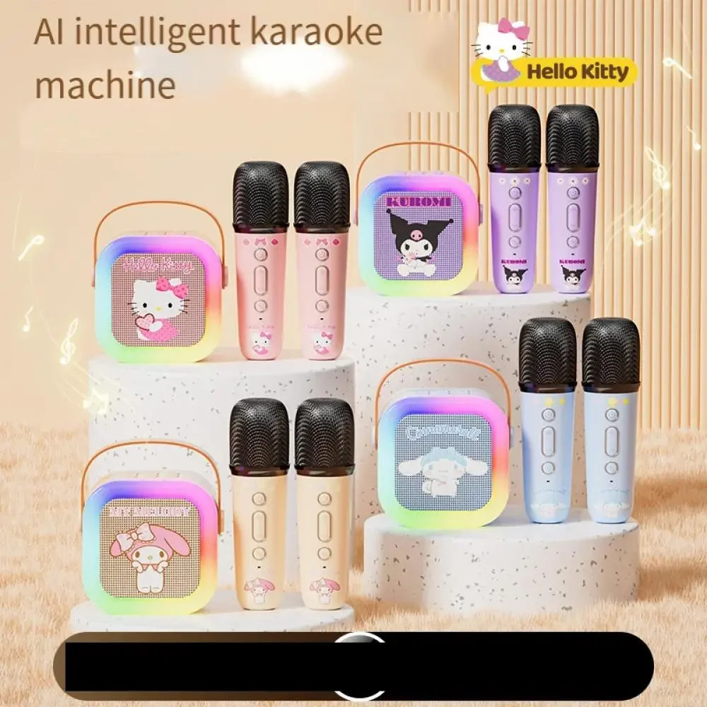 

Sanrio Anime Kulomi Smart Bluetooth Speaker Hello Kitty Wireless Portable Microphone Children's Karaoke Audio Integrated Set