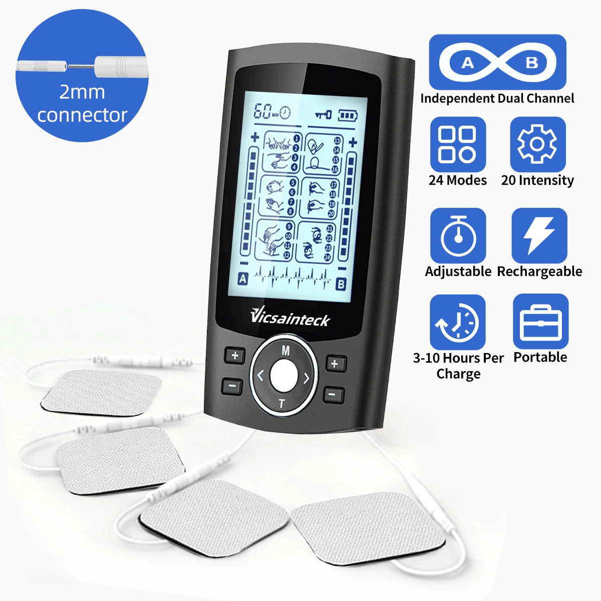 

24 Modes Electric Tens Unit Muscle Stimulator Relax Acupuncture Body Massage Digital Therapy Slimming Machine Electro stimulator