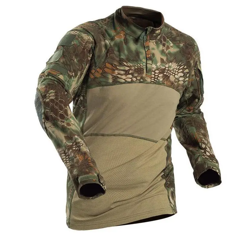 

Kryptek Mandrake Camouflage Men Tactical Shirt Long Sleeve Quick Dry Hiking T Shirt Outdoor Hunting Shirts