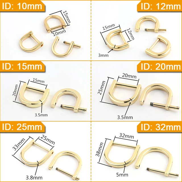 2pcs Metal Detachable D Ring Open Screw Dee Buckle Shackle Clasp for Leather Craft Bag Strap Belt Buckle Handle Shoulder Webbing 2 2pcs Metal Detachable D Ring Open Screw Dee Buckle Shackle Clasp for Leather Craft Bag Strap Belt Buckle Handle – view 2
