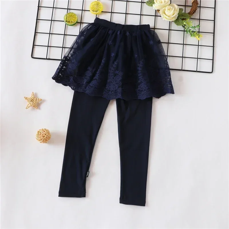 Baby Mädchen Leggings Frühling Herbst Kinder Spitzenrock-Leggings Niedliche Einfarbige Prinzessinnenkleidung 1-7 Jahre Kinderhosen – Detail 21
