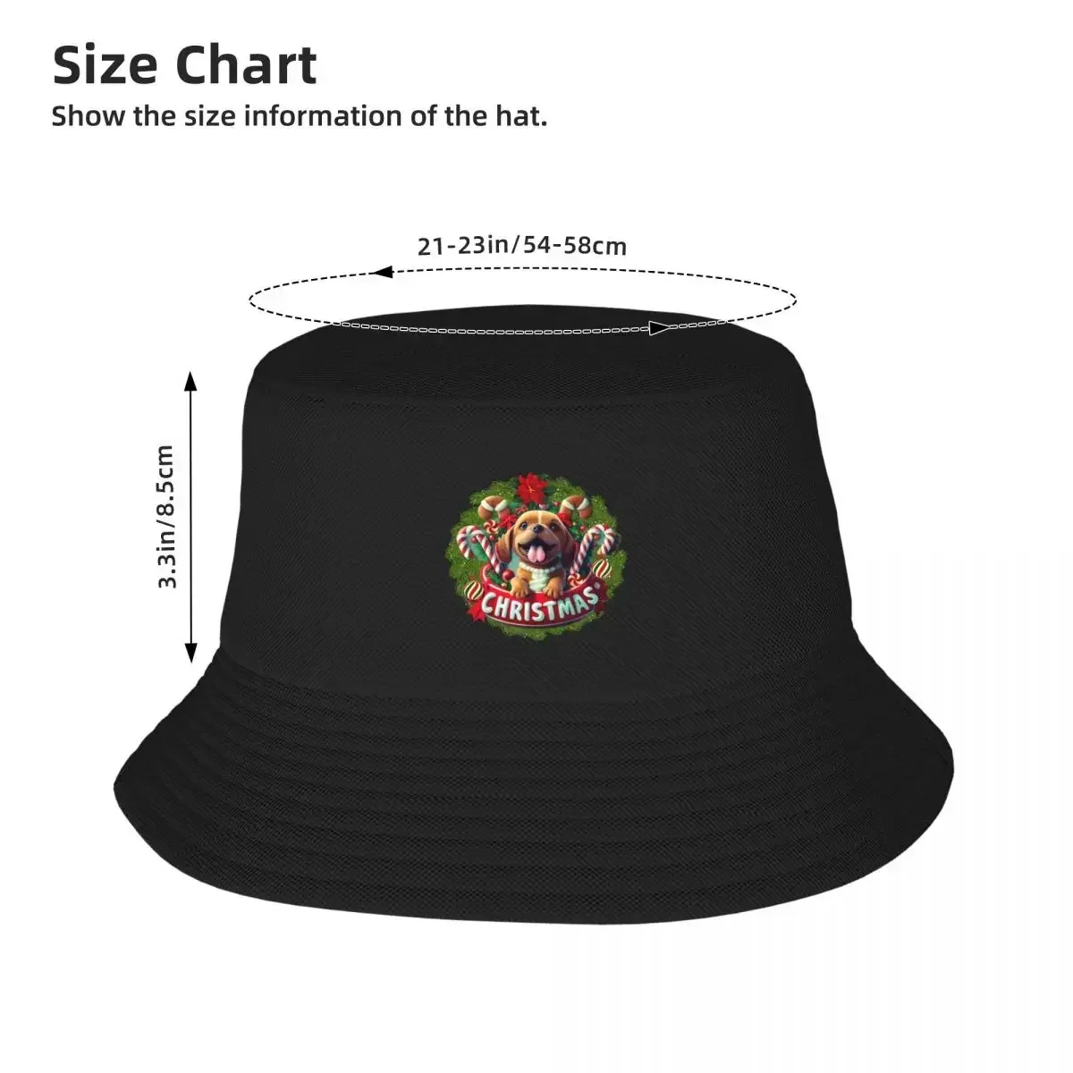 Cane Buon Natale Cappello da pescatore Cappello da baseball Rave Cappello rigido Cappuccio da uomo e da donna, Secchio