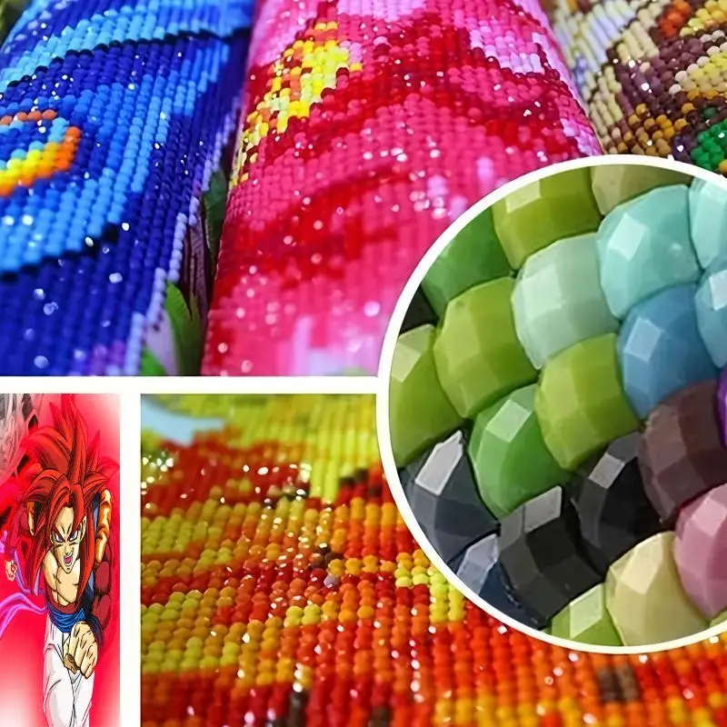 ドラゴンボールZ 孫悟空 超サイヤ人4 5Dダイヤモンドペインティングキット、フルドリルDIYアニメ漫画キャラクタークリスタルラウンドレジンダイヤモンド