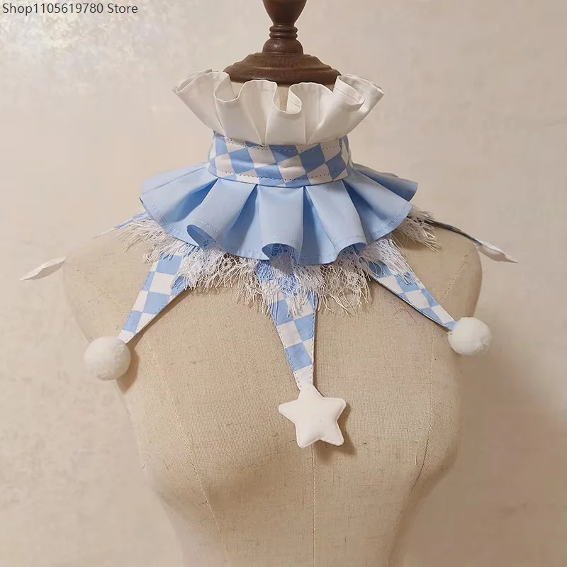 Colorful Clowns Choker Cute Fairy Tale Style Clown Collar Cos Stage Clown Ruff Medieval Victorian Halloween Dress Up Cosplay