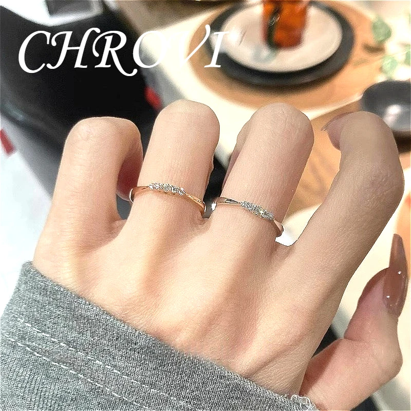 Minimalist 925 Sterling Silver Shiny Cubic Zirconia Ring for Women, Light Luxury Niche Index Finger Ring