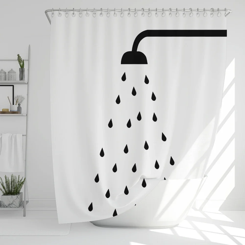 Minimalist Black Shower Head Raindrop 2D High Definition Tin Sign, Modern Bathroom Metal Wall Art Decor