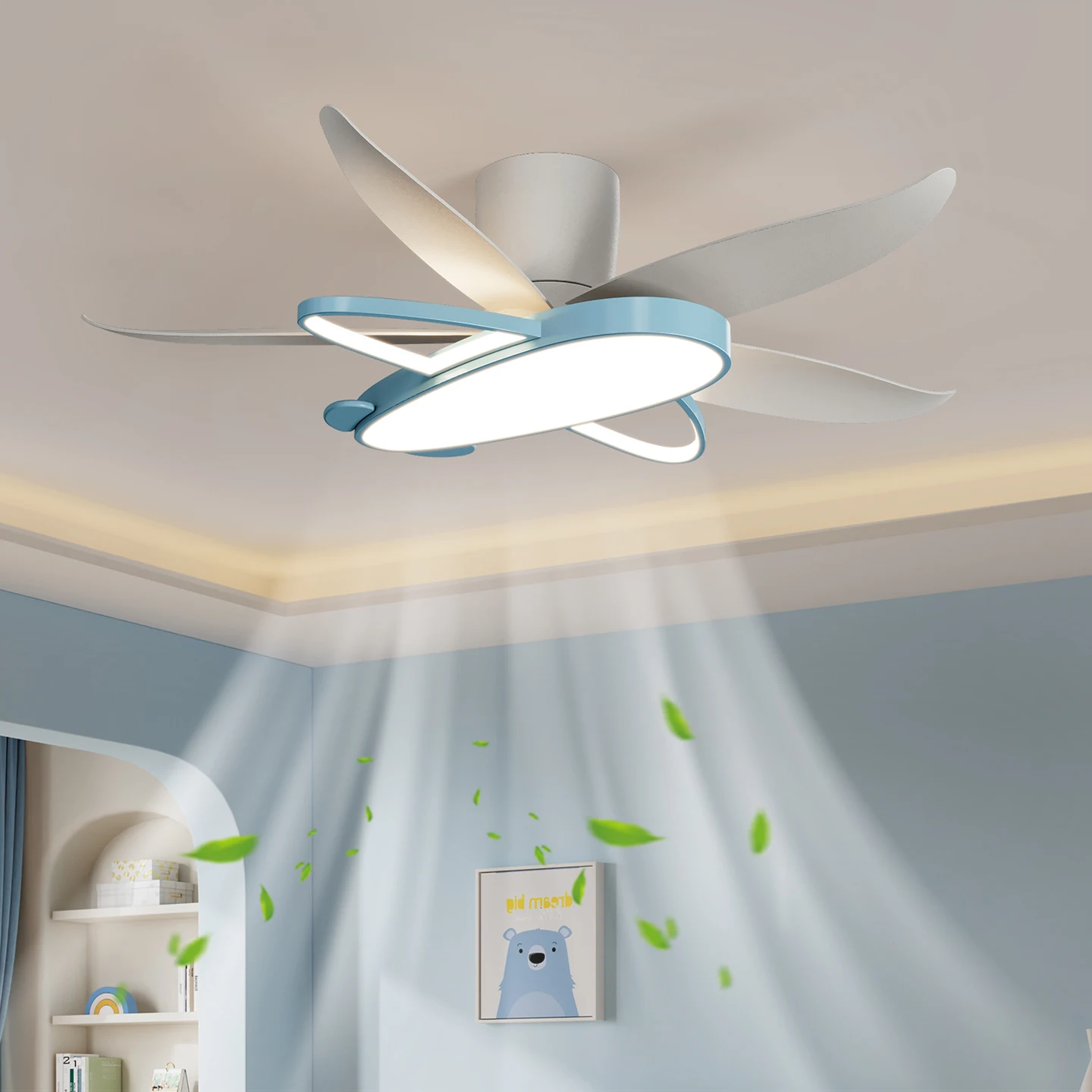 Led Children Ceiling Fan Lights With Remote Control Simple Home Indoor Lighting Decor Fixtures Modern Fan Lamps For Kids Bedroom