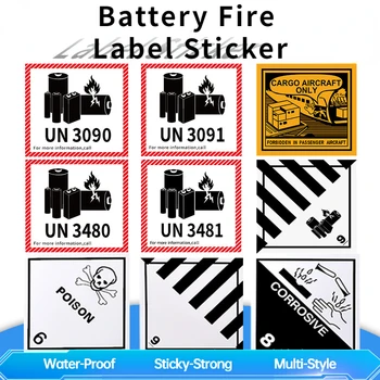火のラベルの粘着紙,リチウム電池のステッカー,警告ステッカー,un3481,un3480,3091, 3090