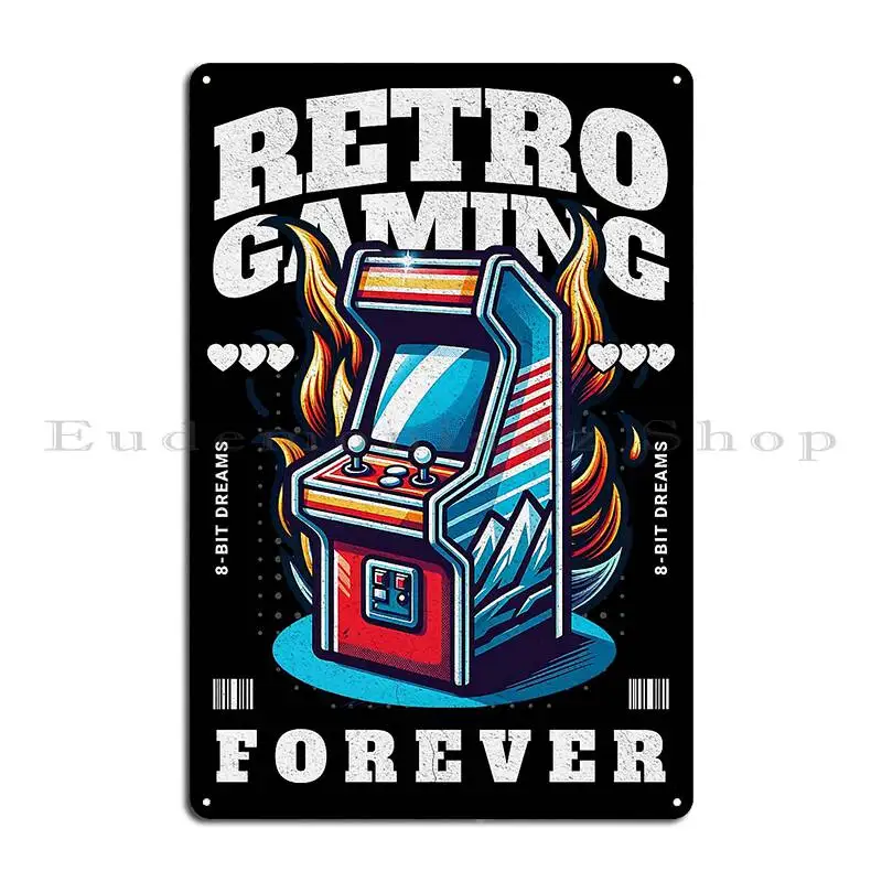 Retro Gaming Forever Metal Sign Print Wall Mural Printing Bar Custom Tin Sign Poster