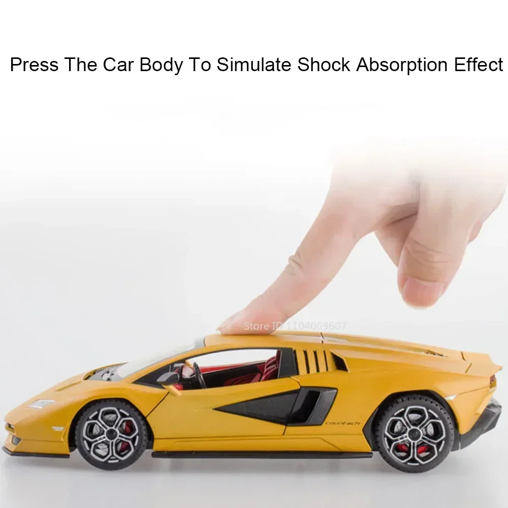 รถโมเดลของเล่นสปอร์ตคาร์ คันทาช แอลพีไอ800-4 รีวูเอลโต ขนาด 1:24 ผลิตจากโลหะผสม พร้อมเสียง ไฟ ประตูเปิดได้ แบบดึงหลัง ของเล่นเด็กแบบอินเทอร์แอคทีฟ