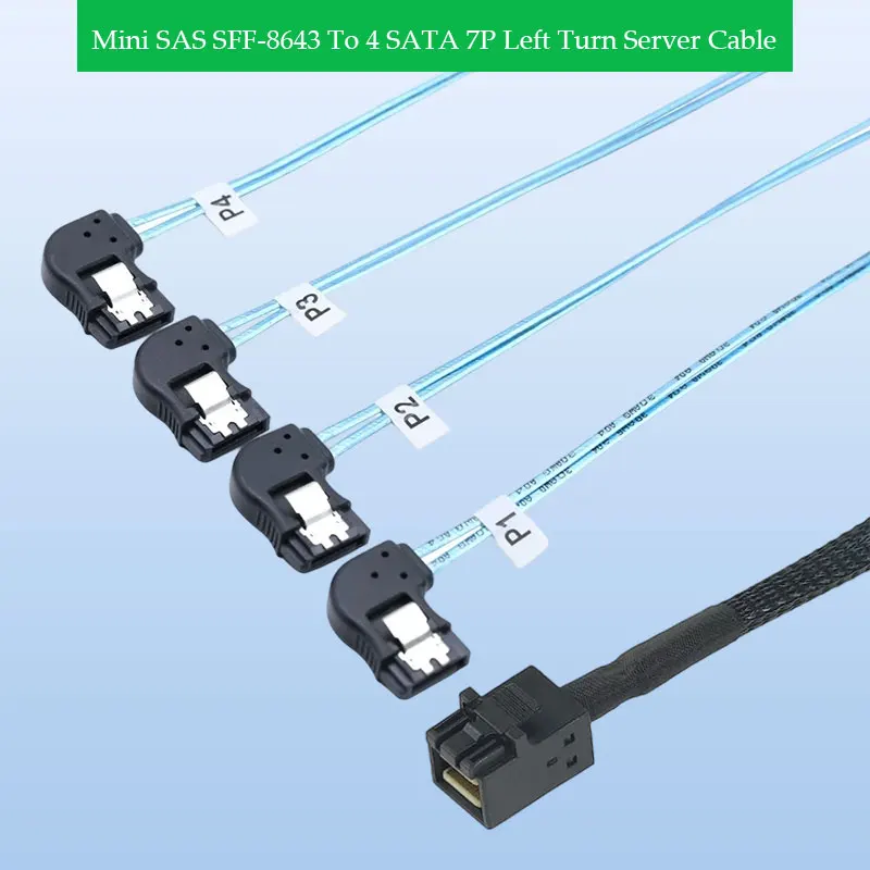 Kabel serwerowy ADT-Link Mini SAS SFF-8643 do 4 SATA 7P z lewym skrętem, długość opcjonalna 0,5M 1M, akcesoria PC, kabel przedłużający