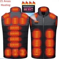 USB Electric Powered Smart Heated Suit 21 Areas Heating Cotton Vest Fashion Couple Waistcoat Men's Stand Collar Heat Jacket Tops