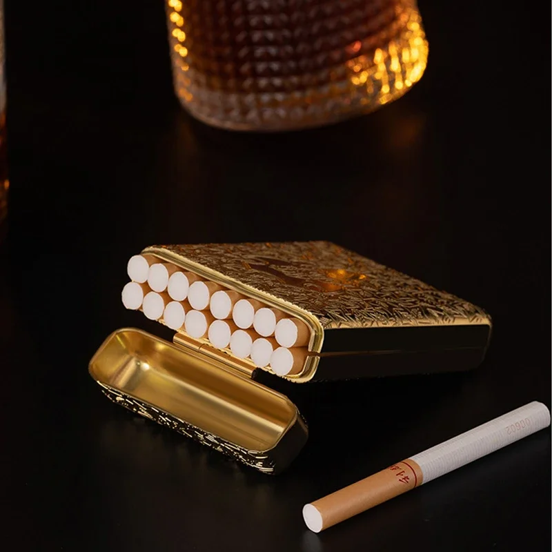 New Luxury Smoking Storage Case Vintage Engraved Tobacco Box Zinc Alloy  Pocket Cigarette Holder Gift for Men Smoking Accessories