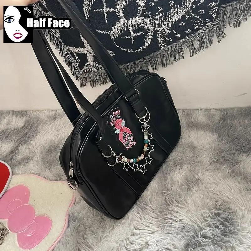 Y2K Spicy Girls Harajuku Women\'s Gothic Vintage College Style Punk One Shoulder Lolita students Star Chain Crossbody Bags Tote