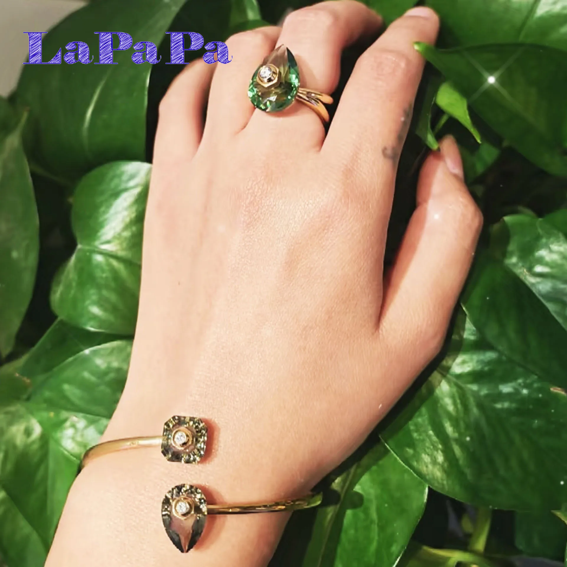 

2025 High Quality Green Cut Crystal Necklace Bracelet Ring Geometric Earrings Exquisite for Women Stainless Steel Jewelry Set