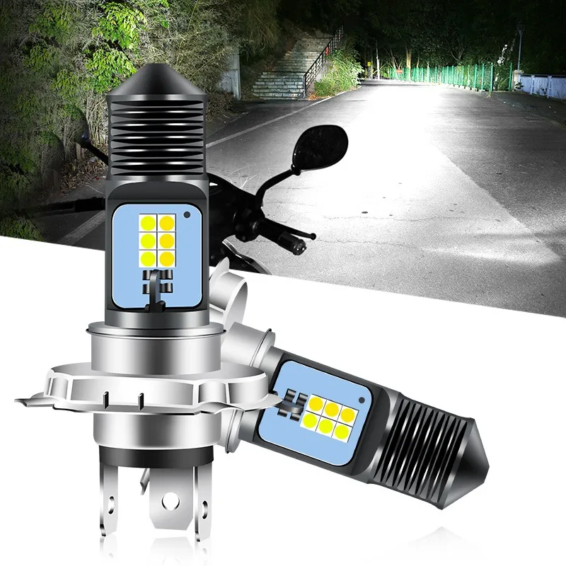 1/2pcs Motorcycle P15D BA20D H6 H4 Headlight 3030 12MSD LED Light Bulbs Dual Color White Yellow 12-80V 5W For Moped Bike