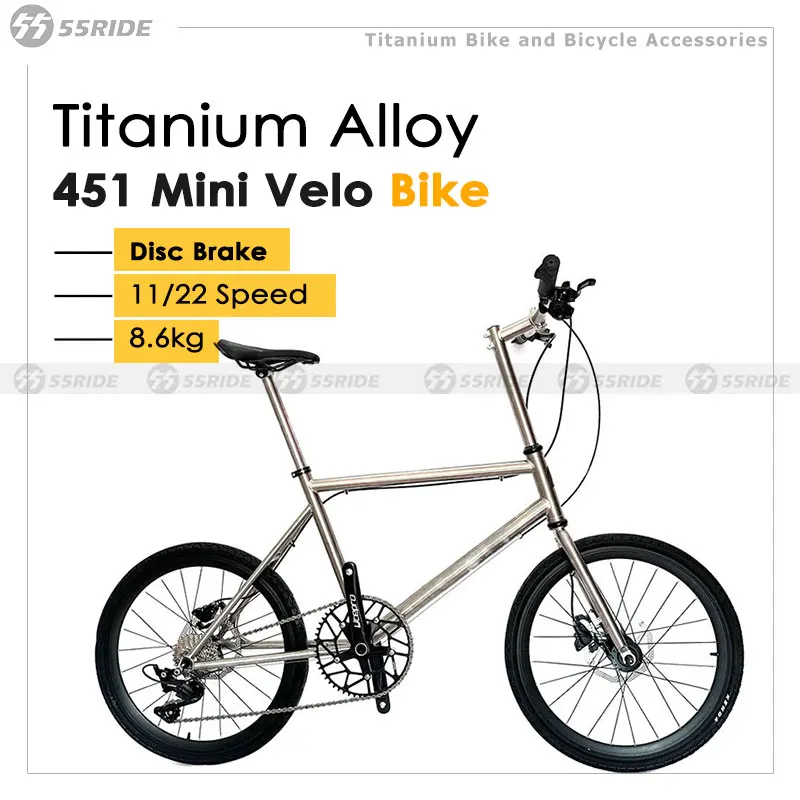 Titanium Alloy Mini Velo Bike 11 Speed Road Bike Disc Brake Vehicle Adult Small Wheel Bicycle City Cycle, Wholesale, 22 in, 451
