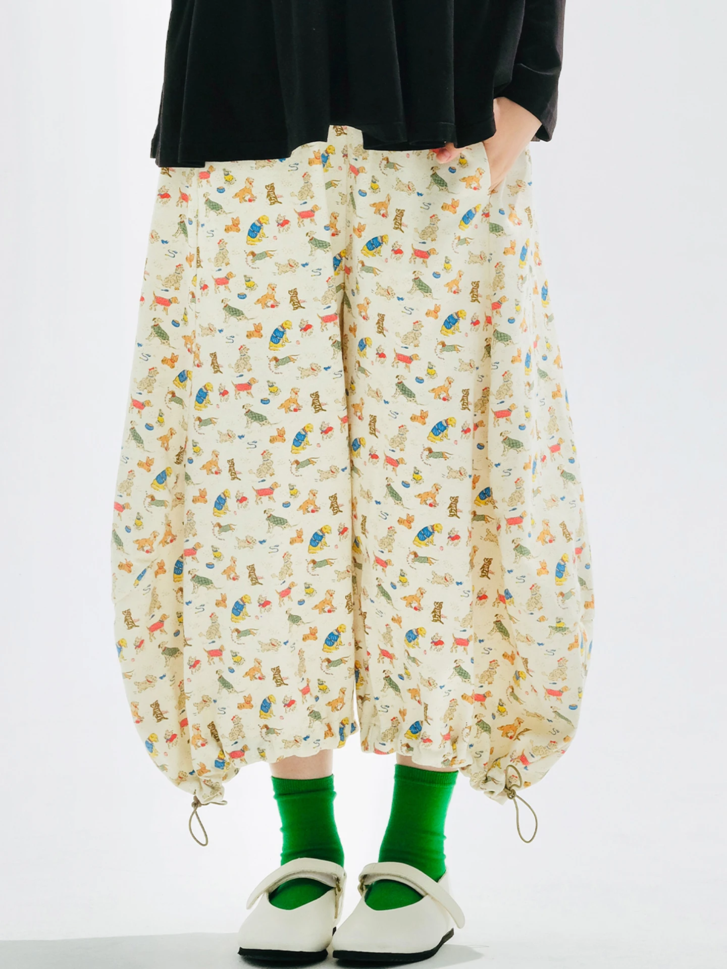 

Women's Cartoon Print Wide - Leg Pants Casual Loose Fit Elastic Hem Daily Wear Cute & Playful Style 255135