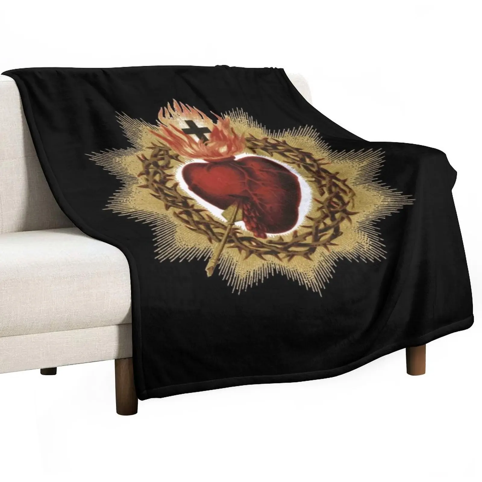 Sacred Heart of Jesus Catholic Throw Blanket Furry Blanket Loose Blanket Softest Blanket Luxury Brand Blanket