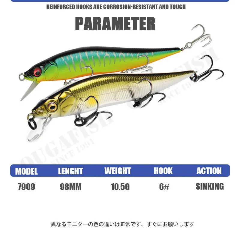 2022 Fishing Lure Minnow 10.5g 98mm Suspend Water Jerkbait Peche Accessoire Leurre Brochet Fish Isca Artificial Fishing Tackle