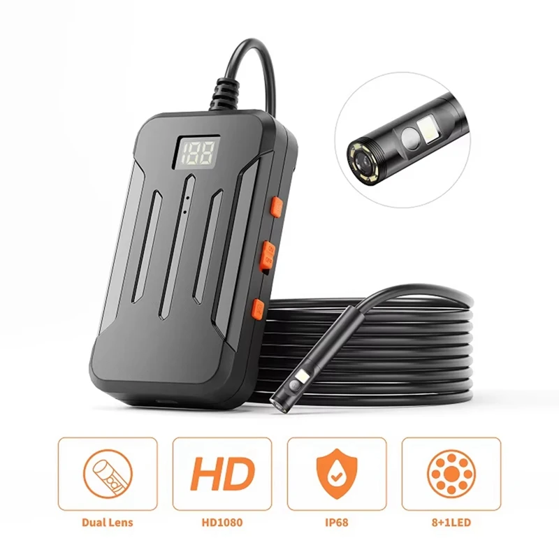 AAAN-F300 Industrial WIFI Endoscope HD1080P Dual Lens Camera 5.5MM Car Inspection Borescope IP68 Waterproof 2600Mah Leds