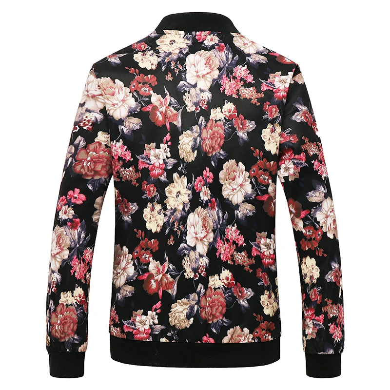 2022 Autumn New Floral Jackets Cardigan Zipper Coats Fashion Bomber Jacket Men's Long Sleeve Printed Slim Fit Windbreaker Coats